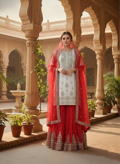 Nayra Georgette Embroidered Sharara Set