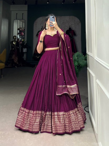 Pure Chanderi Plain Lehenga Choli