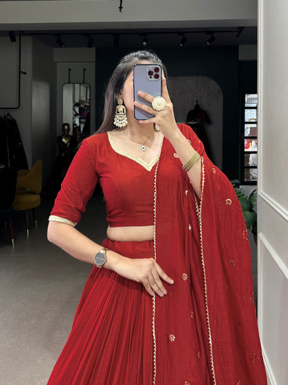 Pure Chanderi Plain Lehenga Choli