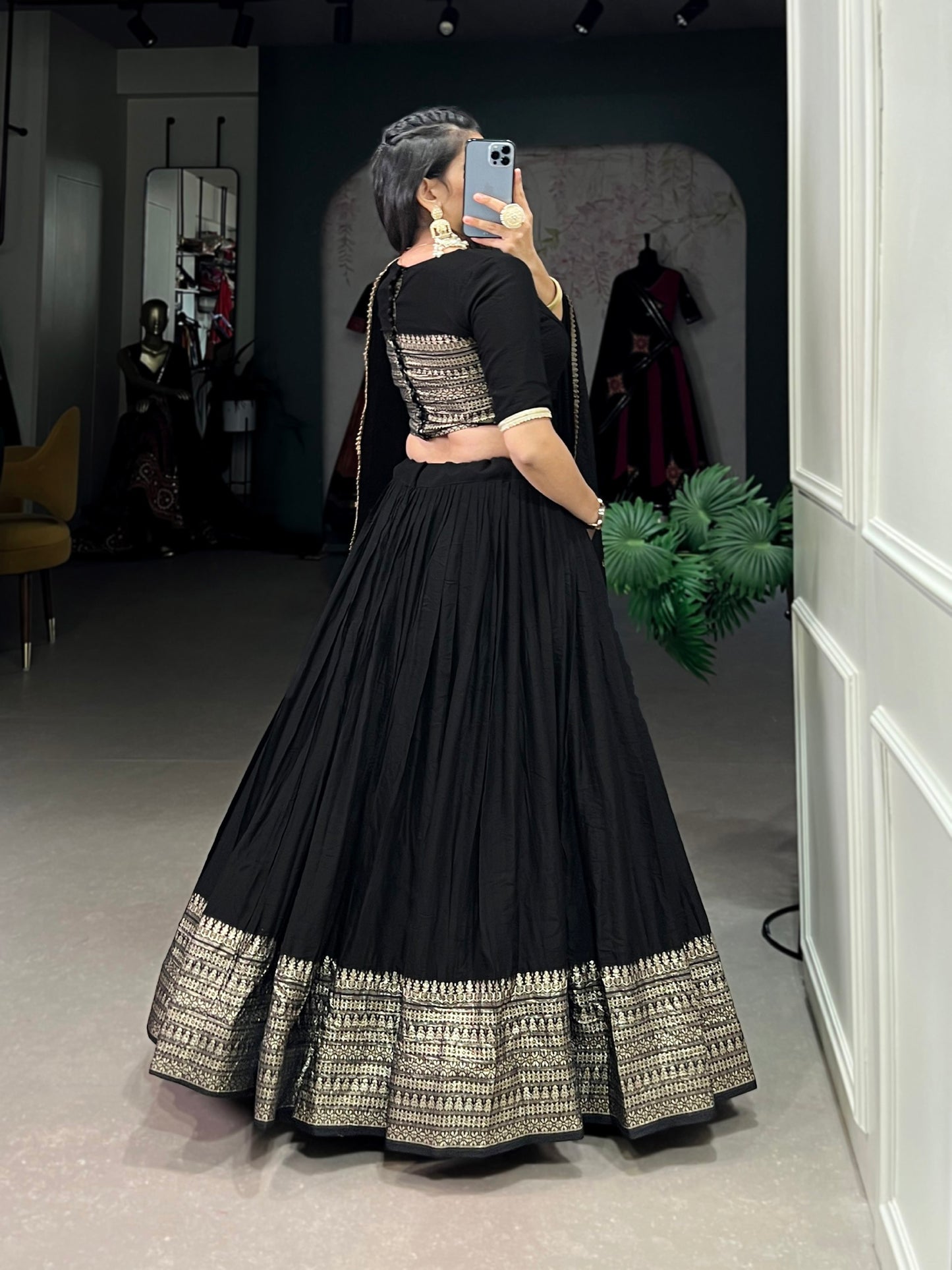 Pure Chanderi Plain Lehenga Choli