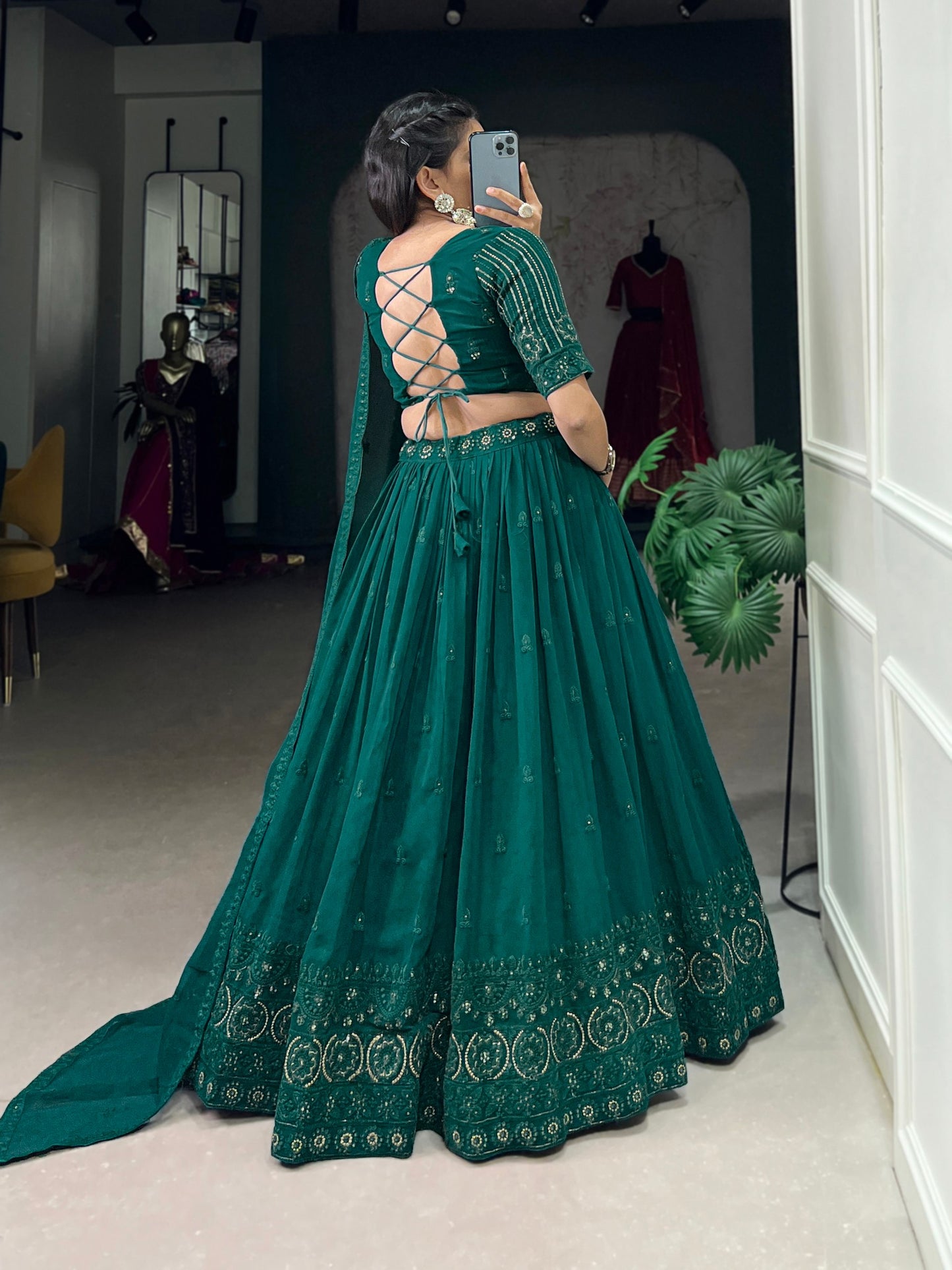 Suhana Green Colored Georgette Lehenga Choli