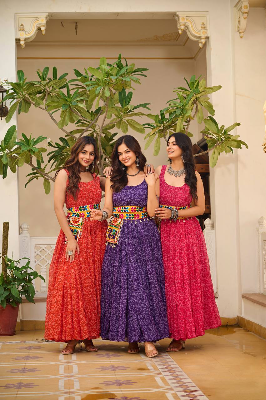 Heritage Swirl Bandhni Print Navratri Special Gown