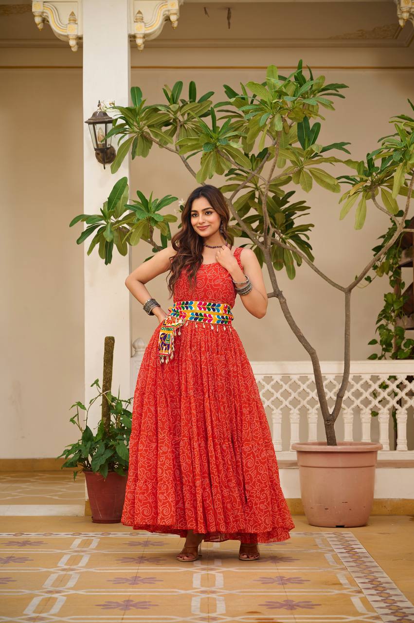 Heritage Swirl Bandhni Print Navratri Special Gown