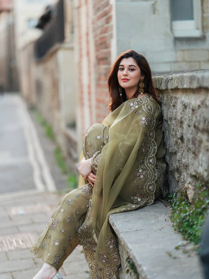 Royal Olive Radiance Plazzo Suit Set