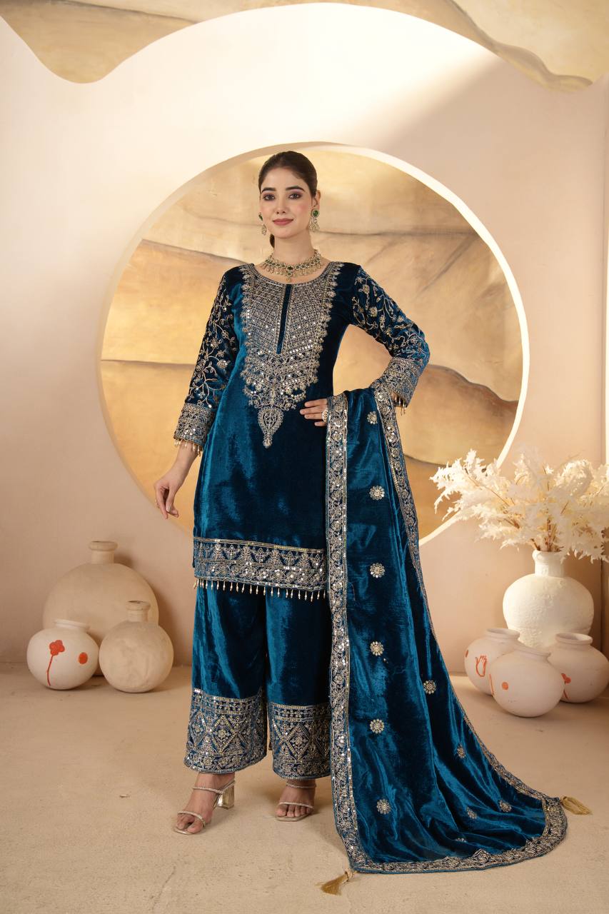 Zarqa suit set Pure velvet festive charm