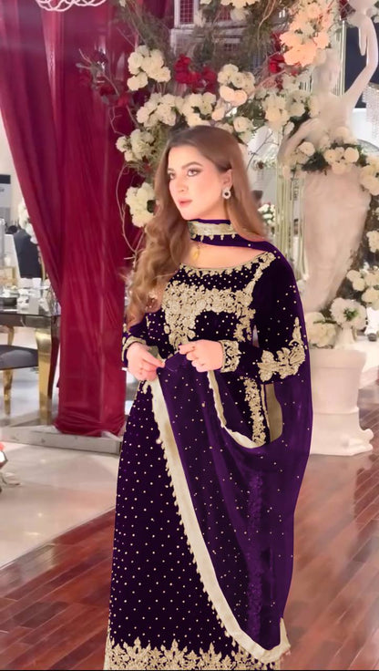 Zara Luxury Velvet Party Wear Suit