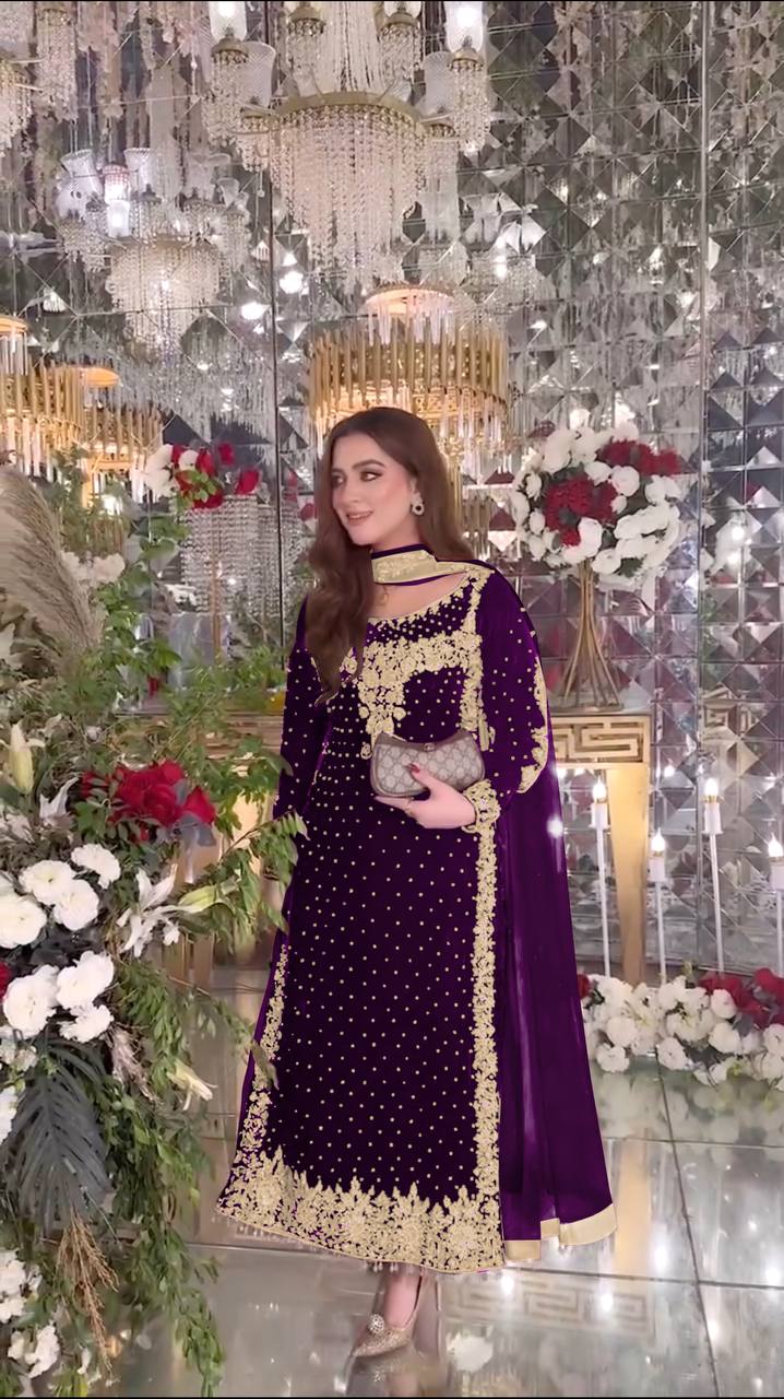 Zara Luxury Velvet Party Wear Suit