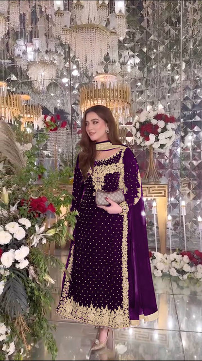 Zara Luxury Velvet Party Wear Suit