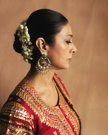 Laiba Luxe Red Embroidered Top Lehenga