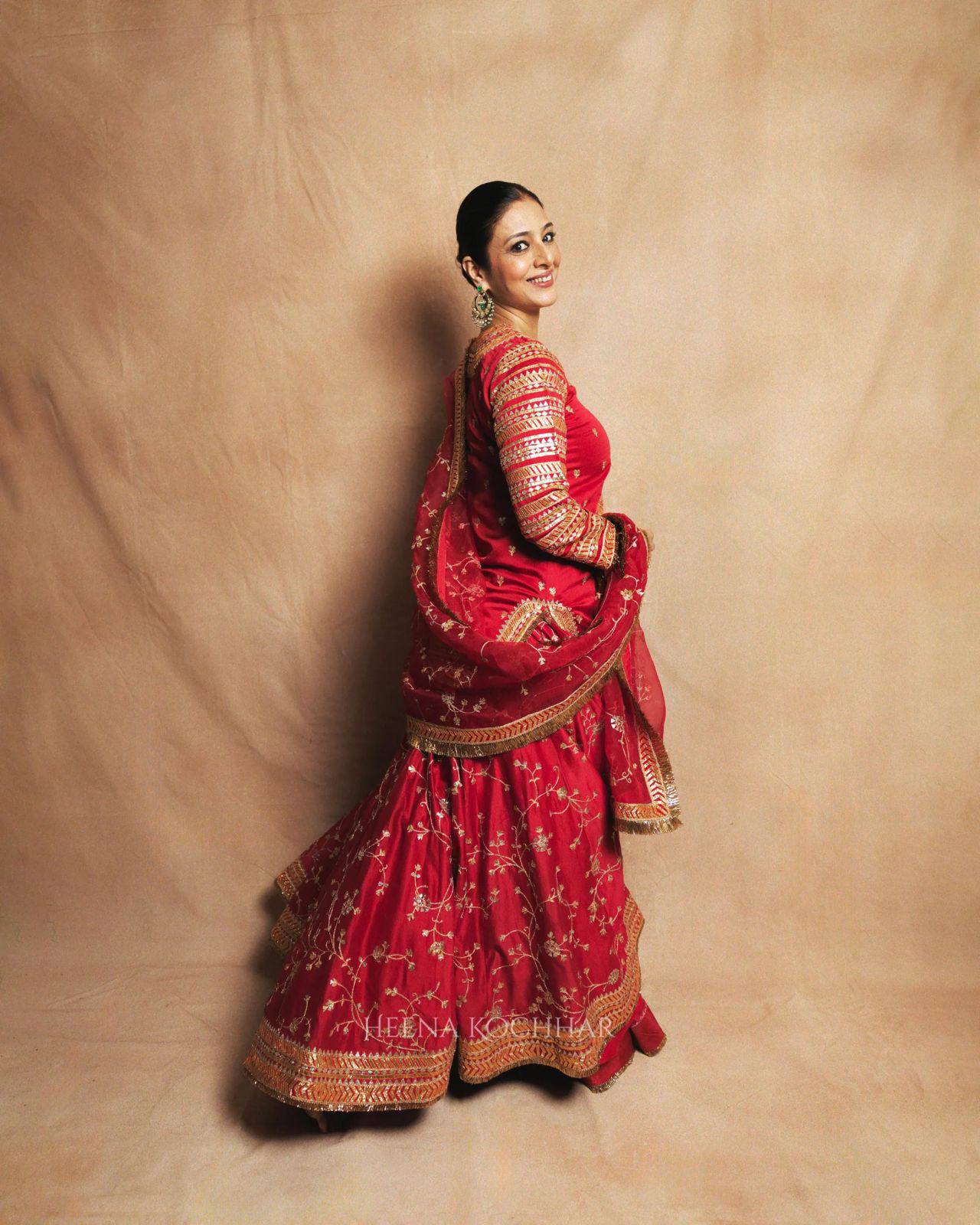 Laiba Luxe Red Embroidered Top Lehenga