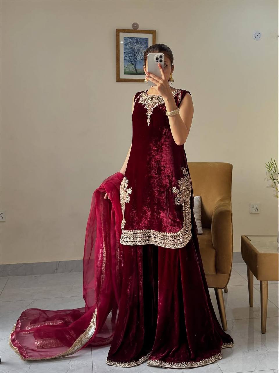 Maelira’s Opulent Designer Velvet Sharara Suit