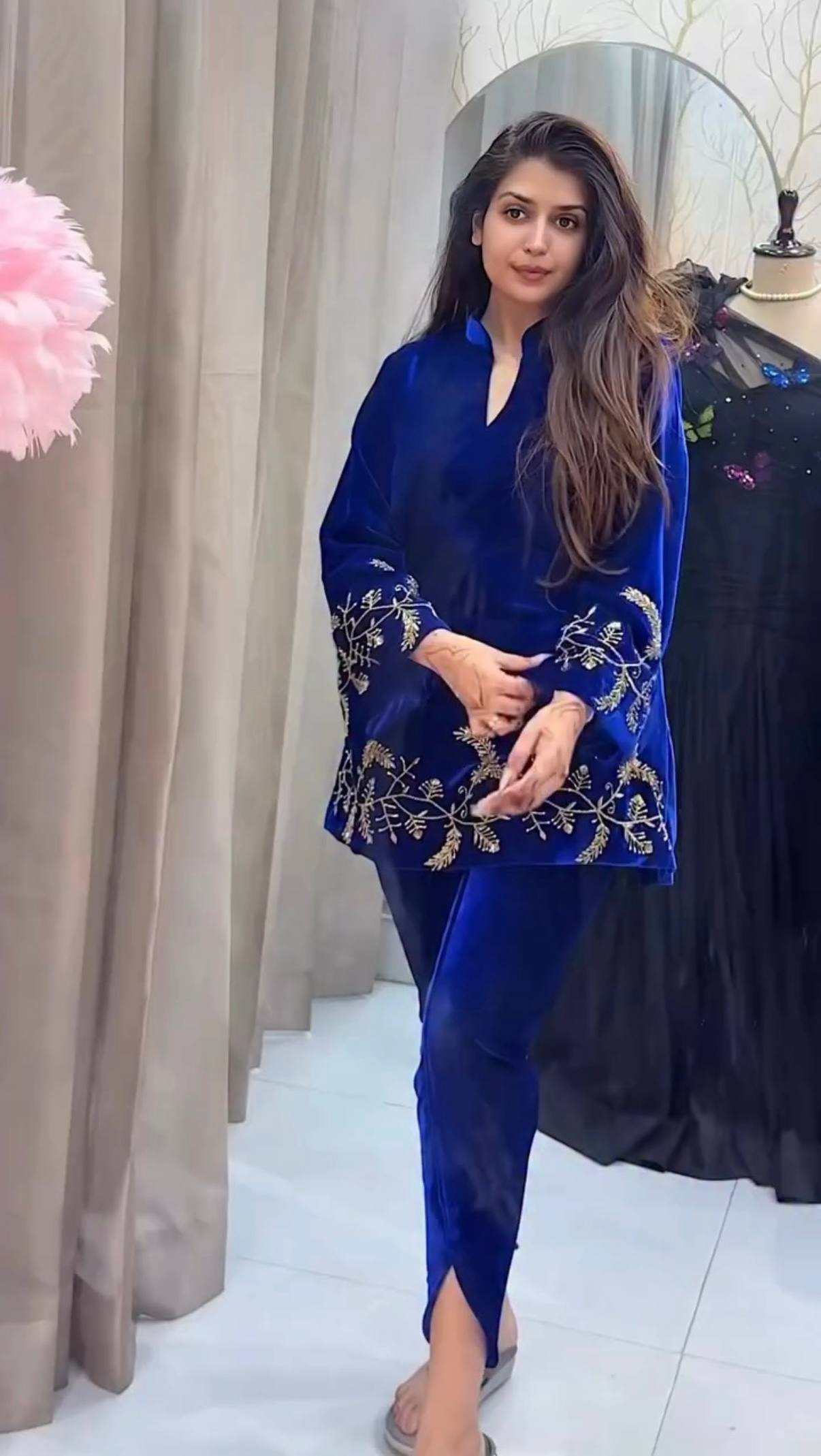 Misha Blue Velvet Signature Co-ord Set