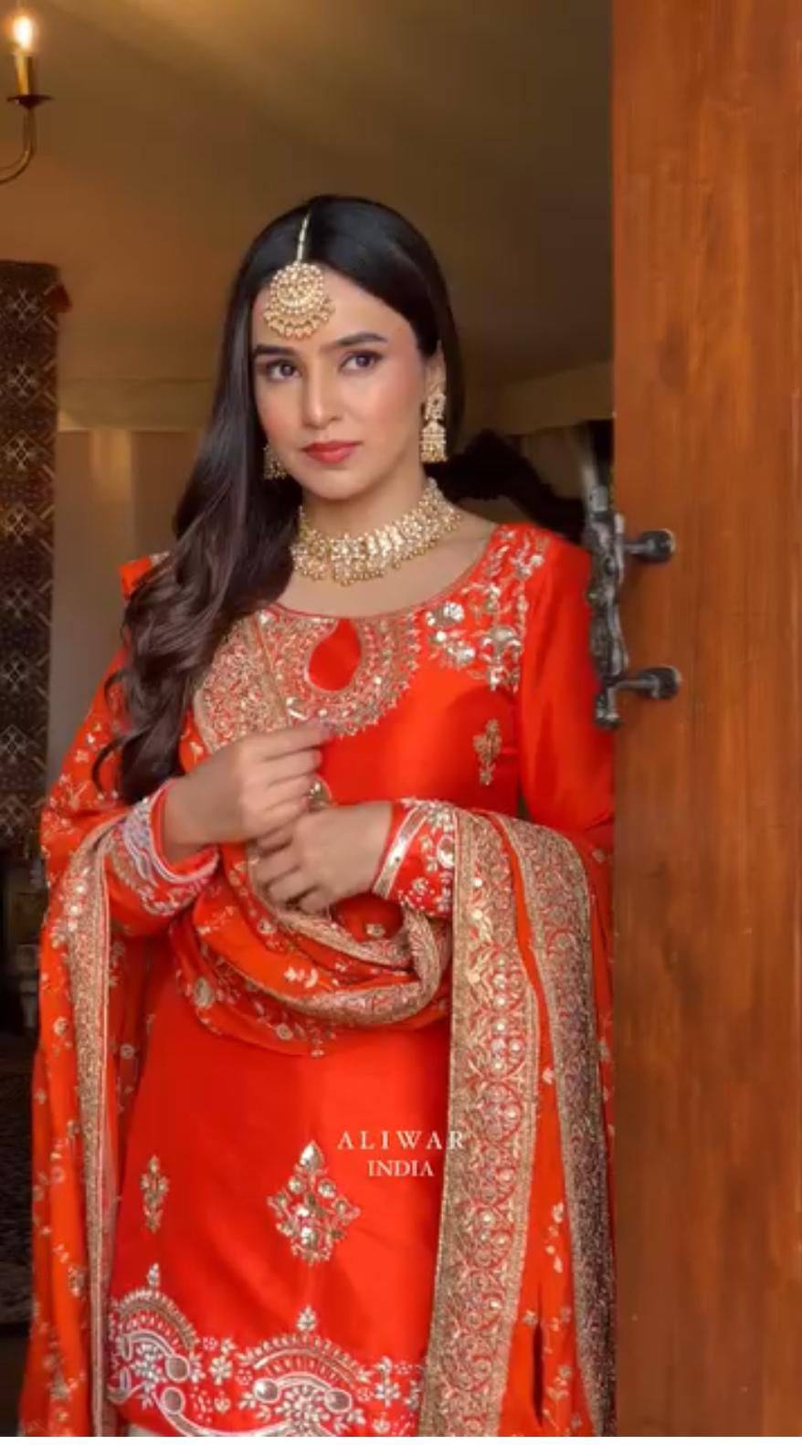 Prisha Stylish Orange Ethnic Fashion Wear & Dupatta