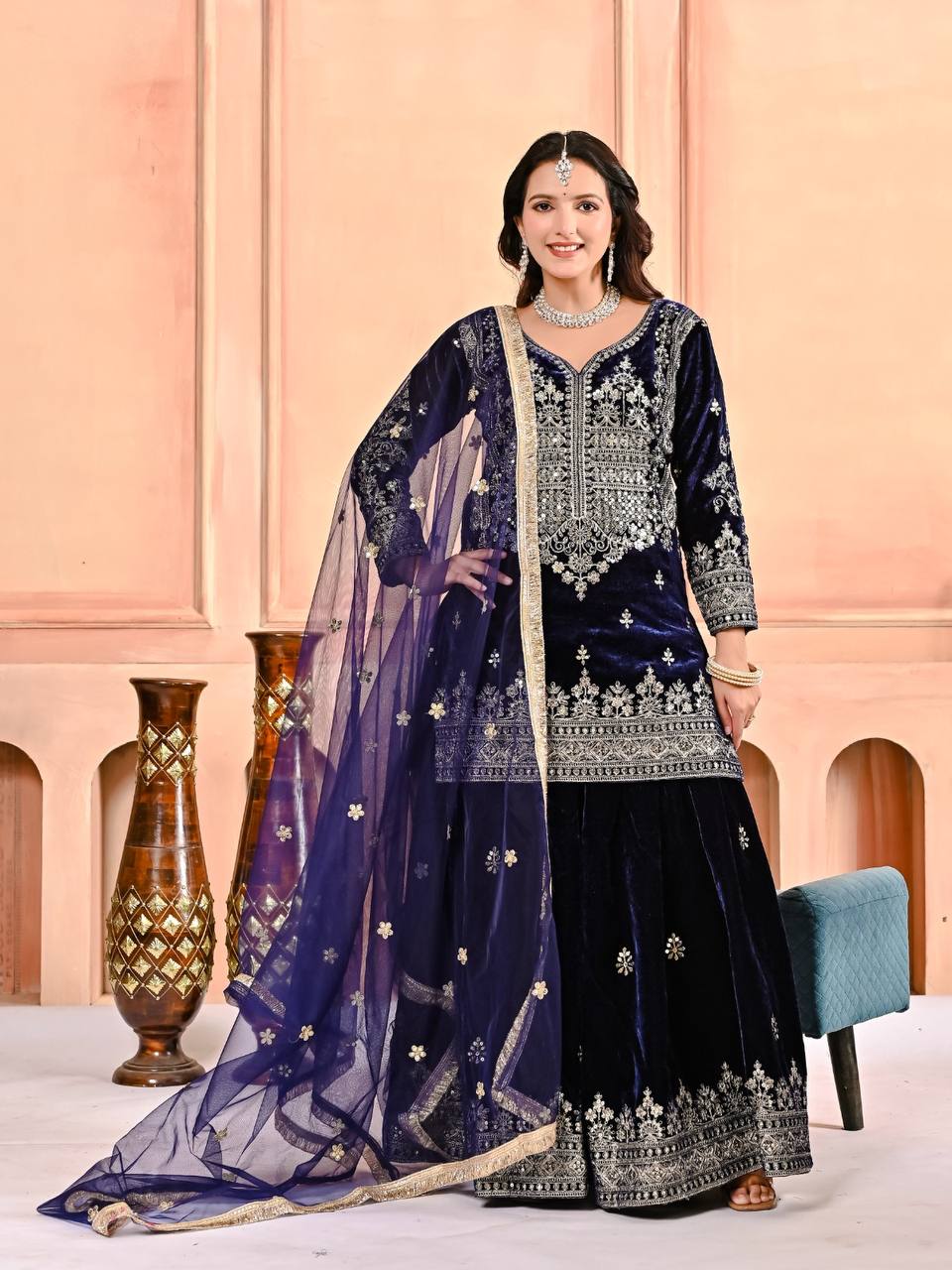 Manya Designer Party Wear Velvet Sharara