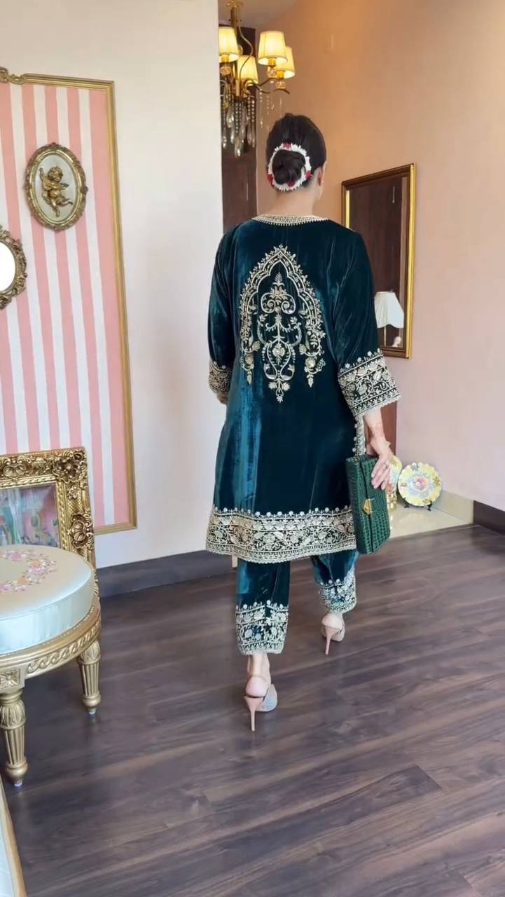 Elira Teal Radiance Royal Embroidered Suit