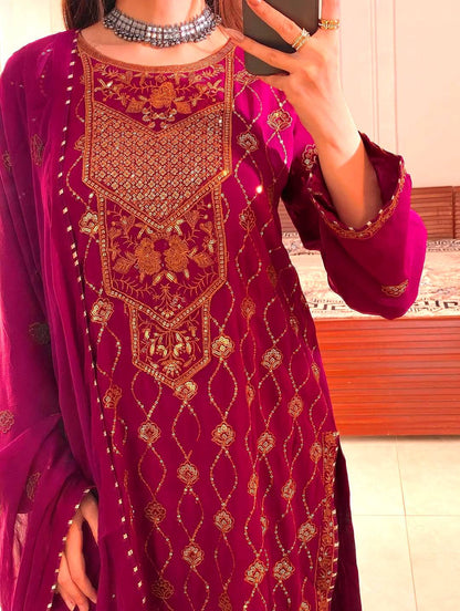 Midnight Georgette Ensemble Suit Set