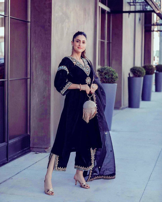 Aurelia Velvet Embroidered Suit Set