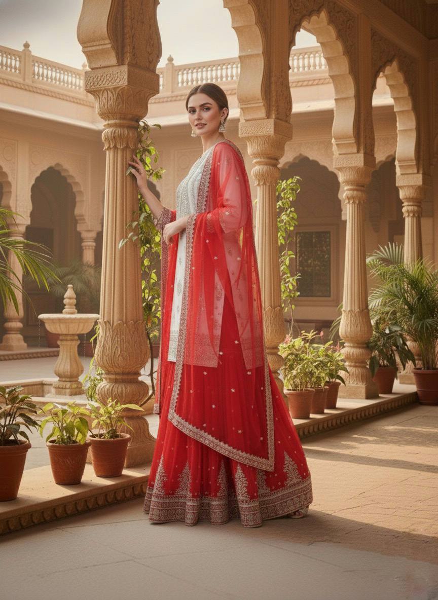 Nayra Georgette Embroidered Sharara Set