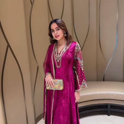 Inaaya Velvet Embroidered Suit Set