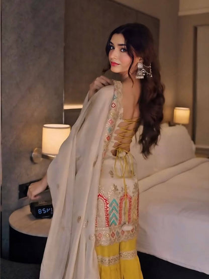 Ayleen Ivory Glow Sharara Set