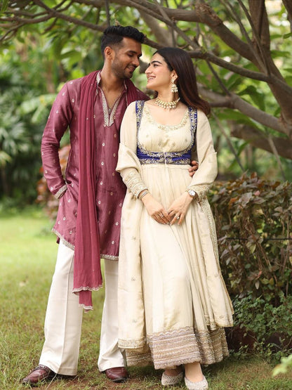 Heer Ivory & Gold Ethnic Royal Anarkali Set