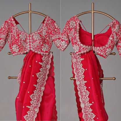 Tibby Silk Febric with Thred & Sequnce work and blouse