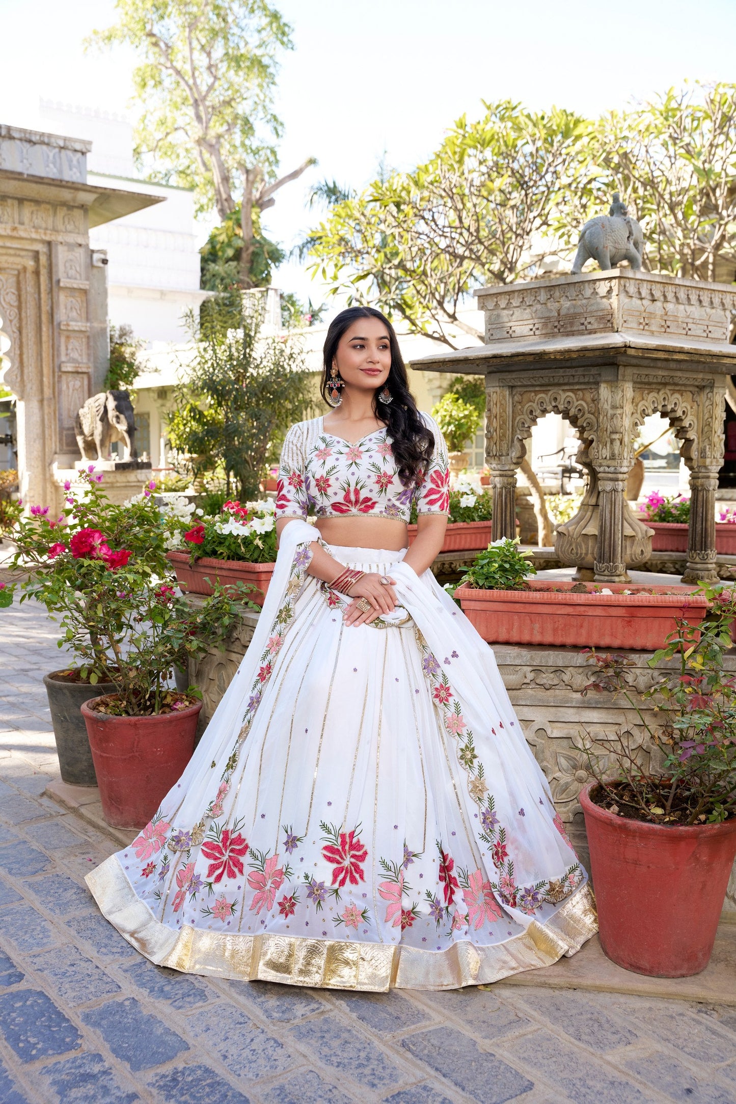 White Wonder Adorned With Delicate Embroidery Ahenga