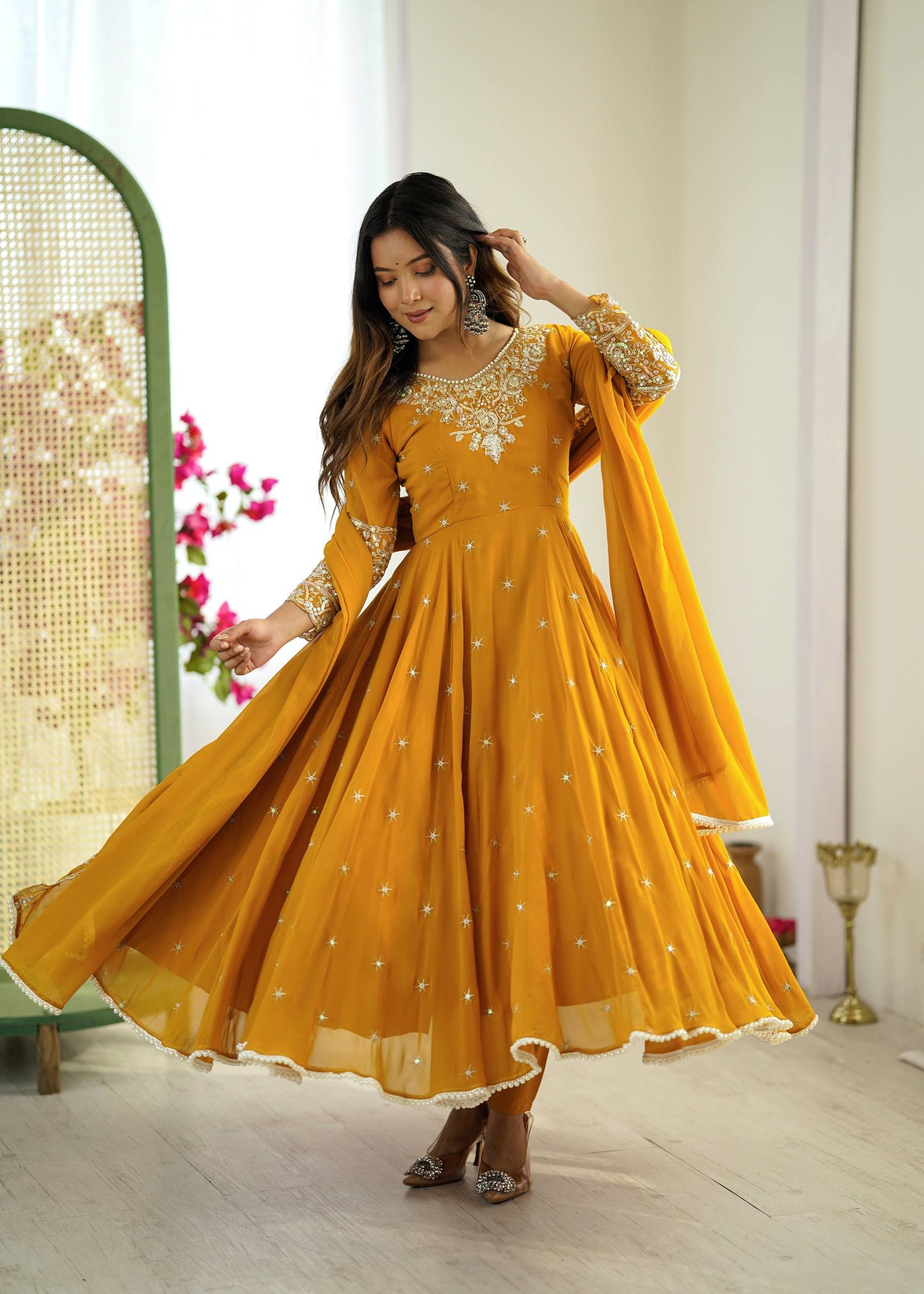 Radiant Charm in Rust Anarkali