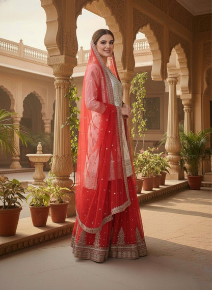 Nayra Georgette Embroidered Sharara Set
