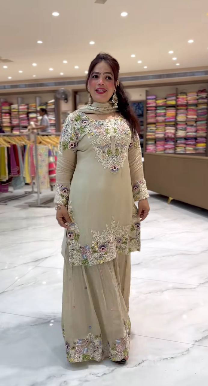 Ruhani Ivory Bloom New Designer Sharara Set