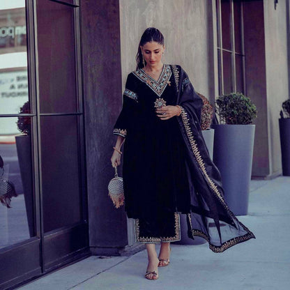 Aurelia Velvet Embroidered Suit Set