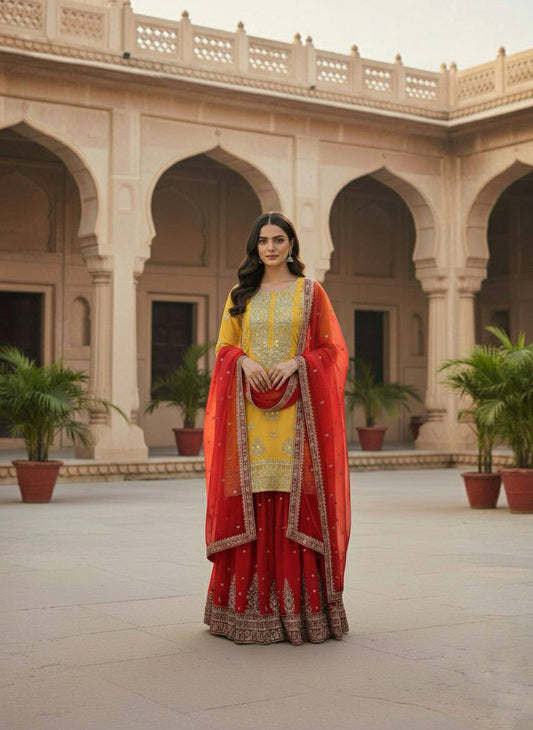 Nayra Georgette Embroidered Sharara Set