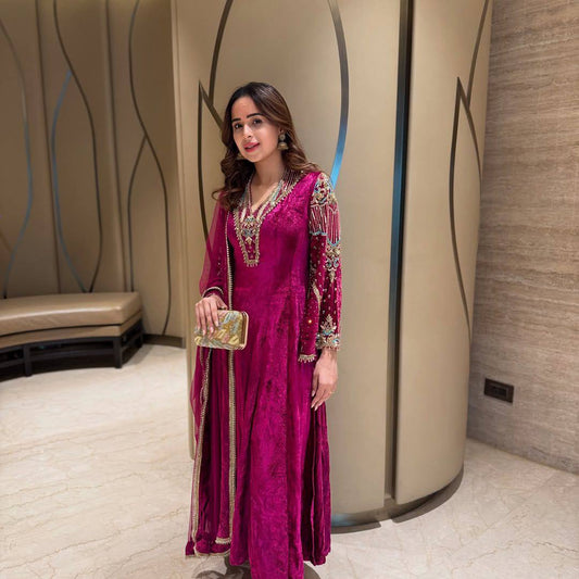 Inaaya Velvet Embroidered Suit Set