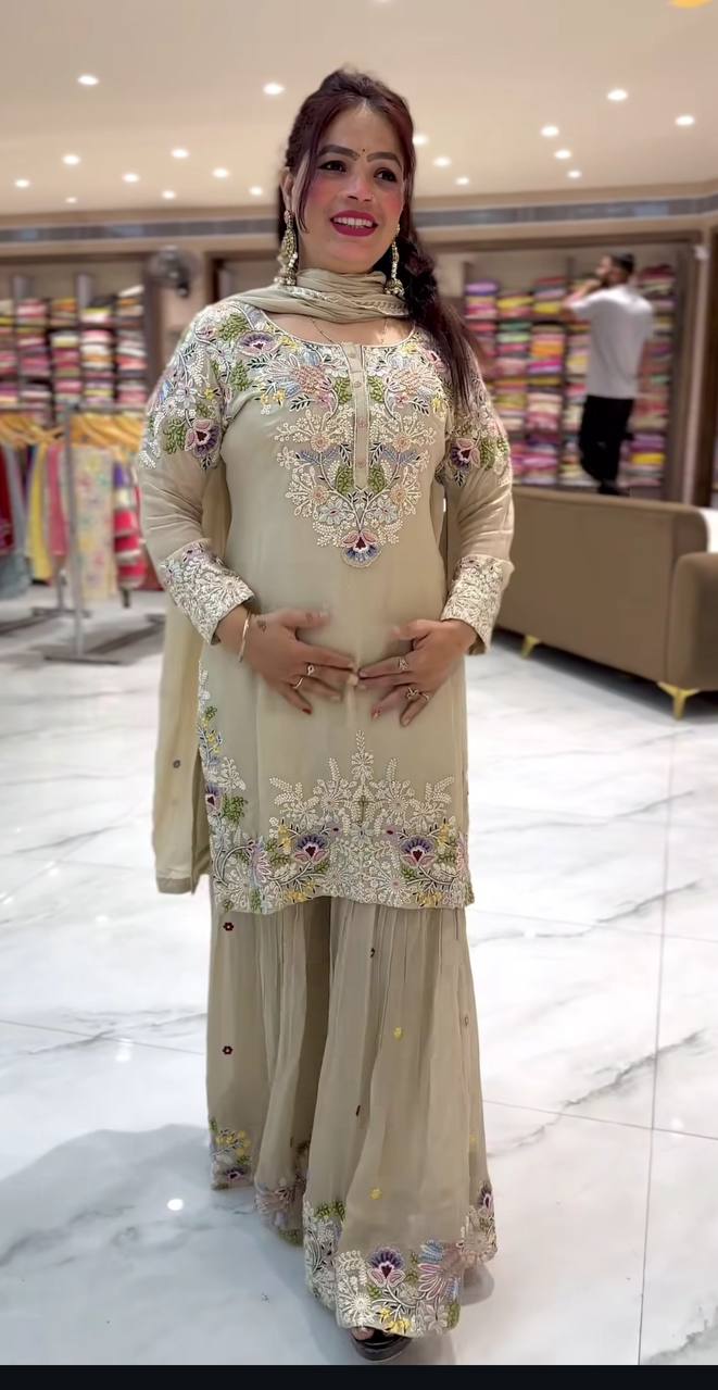 Ruhani Ivory Bloom New Designer Sharara Set