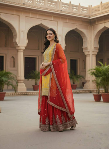 Nayra Georgette Embroidered Sharara Set