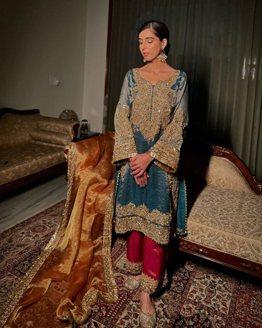 Avni Frendy Silk Sequin Zari Embroidered Suit Set