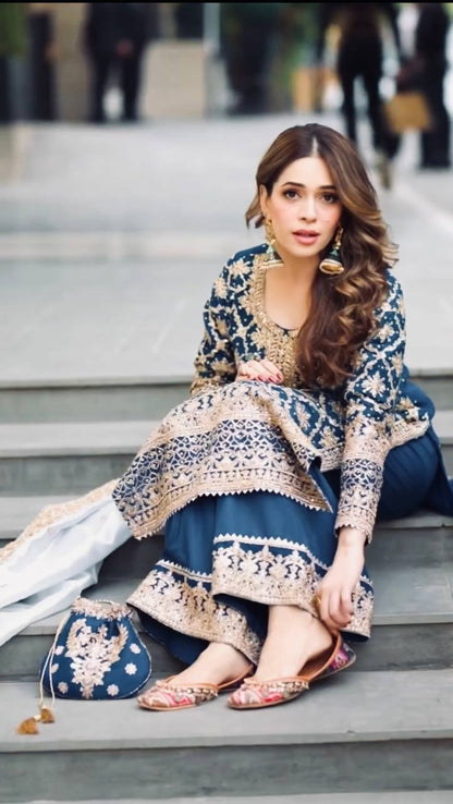 Aadhira Chain-Stitch Embroidered Georgette Suit Set