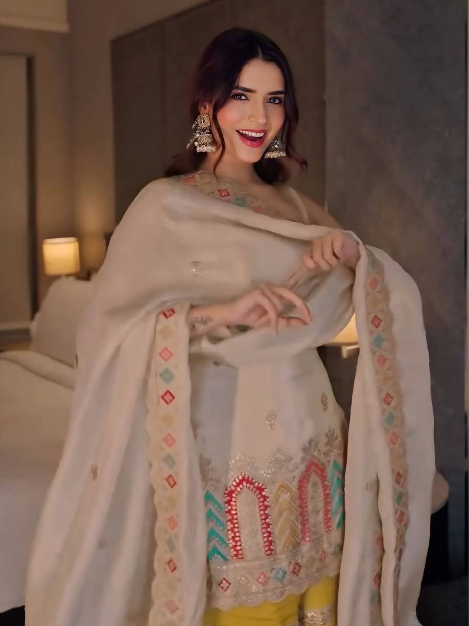 Ayleen Ivory Glow Sharara Set