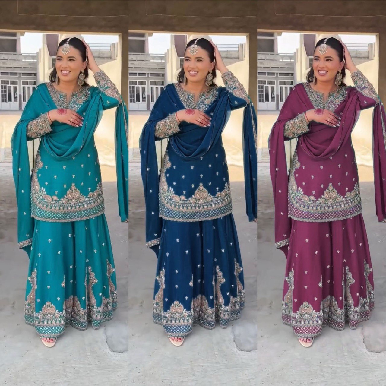 Riwaayat Rangrez Chinon silk Sharara Suit
