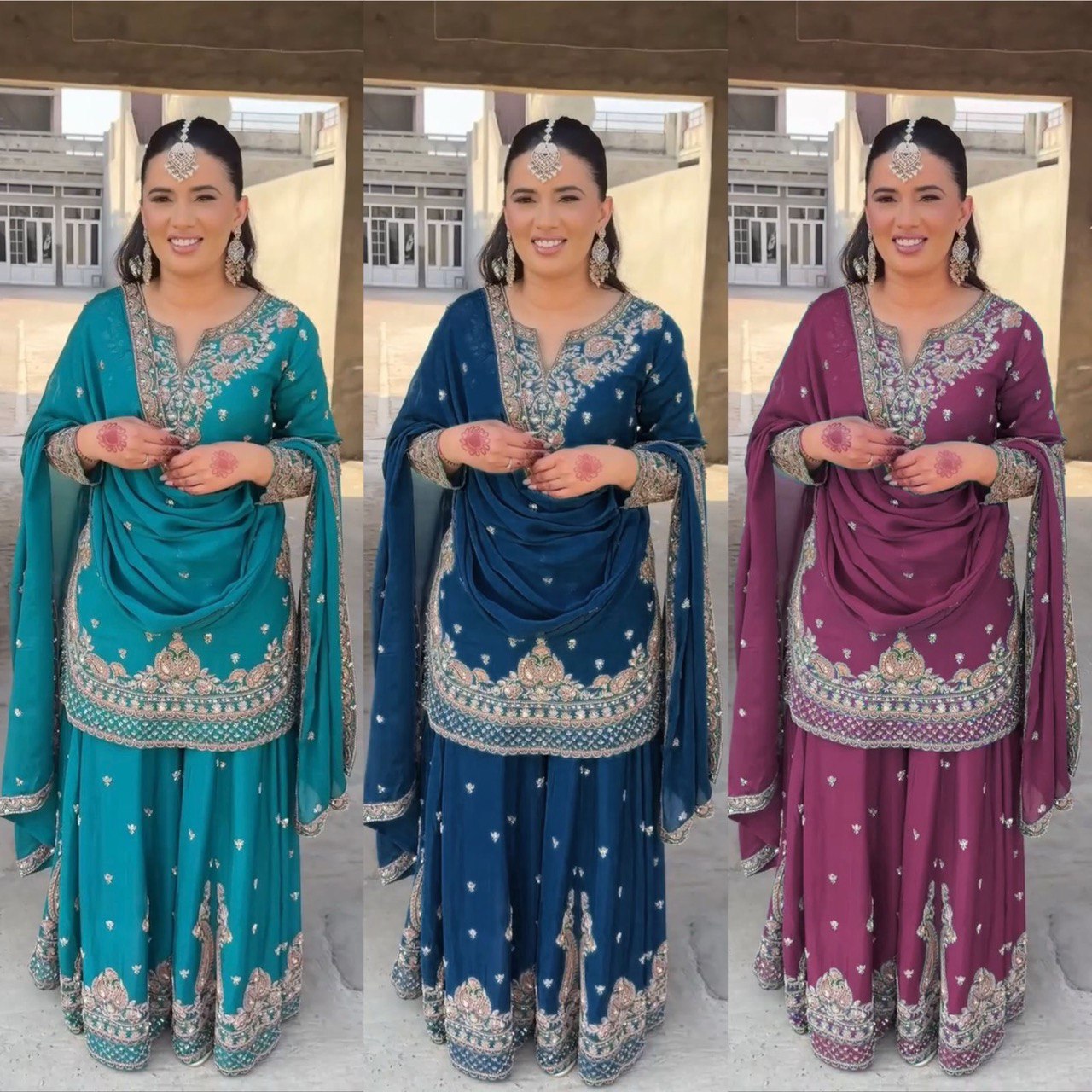 Riwaayat Rangrez Chinon silk Sharara Suit