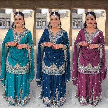 Riwaayat Rangrez Chinon silk Sharara Suit