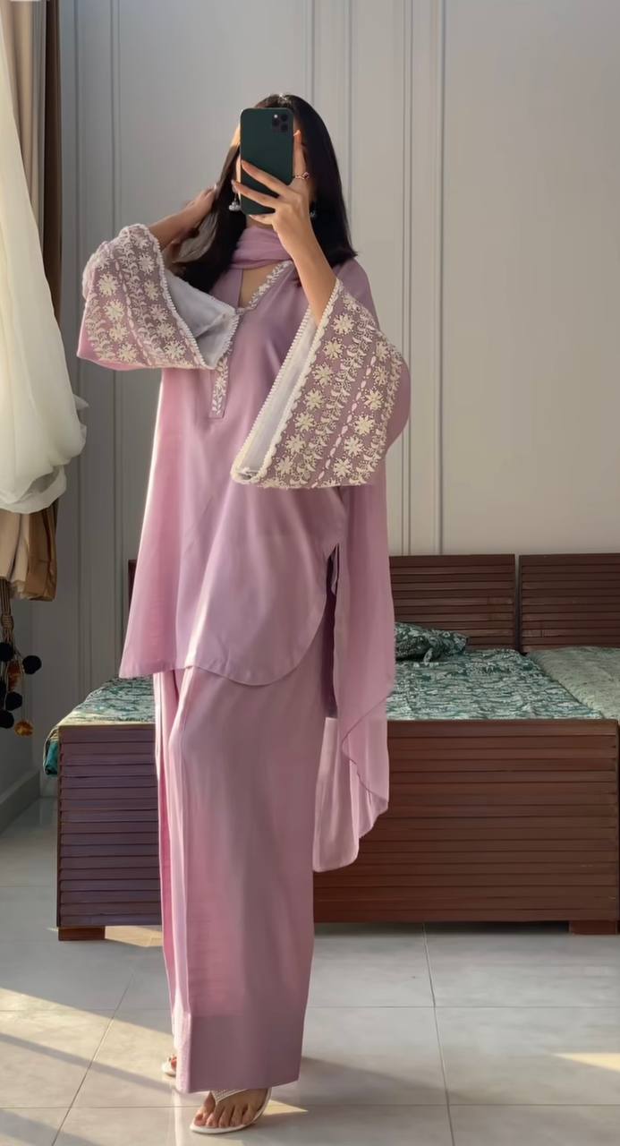 Larah Satin Party Wear Look top with farshi plazzo