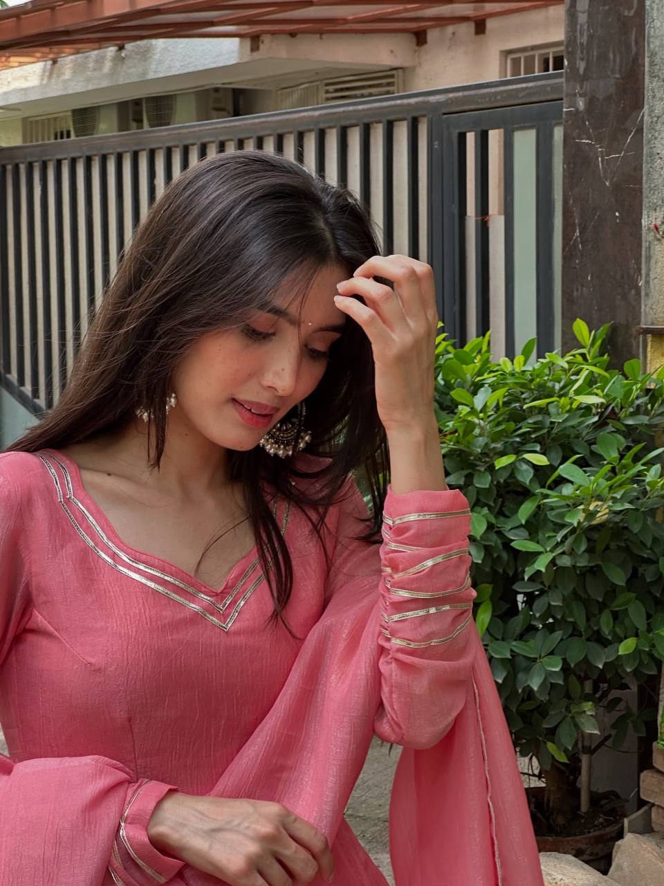 Blush Elegance Peplum Sharara Set