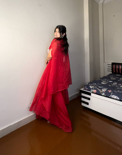 Zara Red Crimson Bloom Drape Set