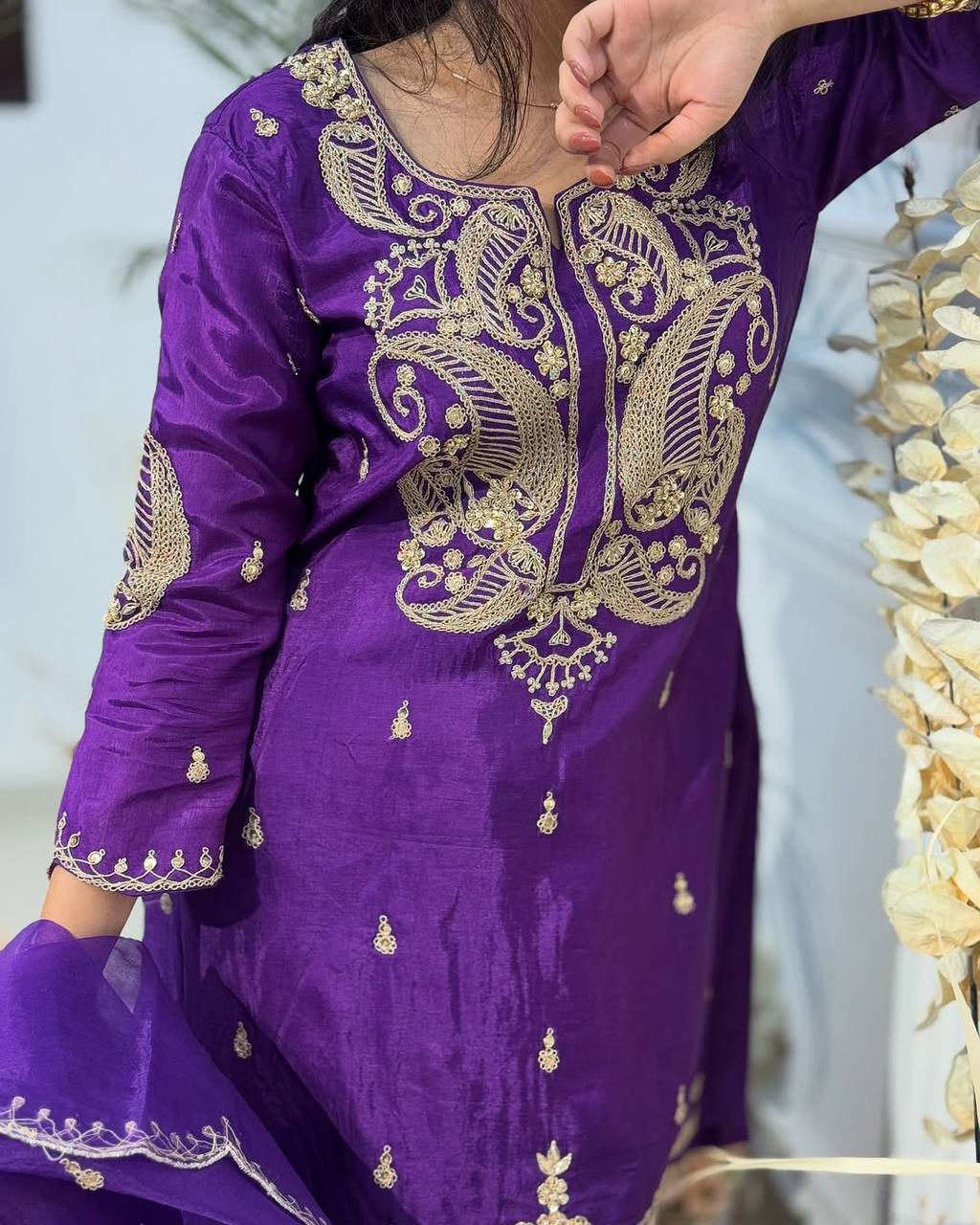 Purple Floral Fantasy Sharara Suit for Special Occasions