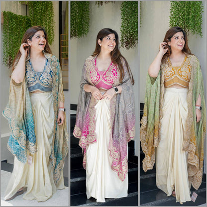 Anusiya Dream Weaves Mono Silk Shrug Set