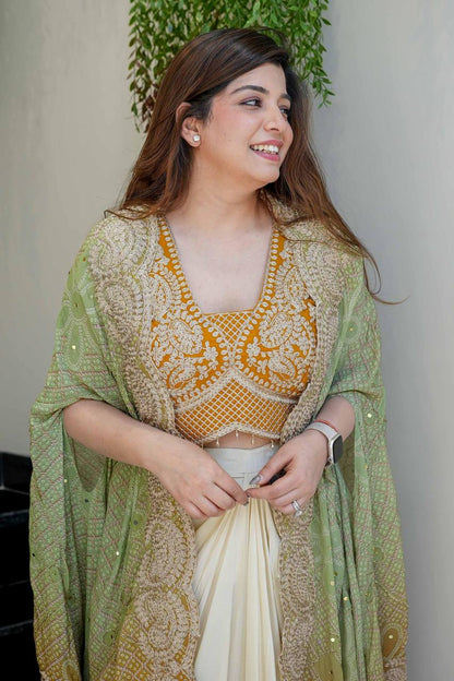 Anusiya Dream Weaves Mono Silk Shrug Set