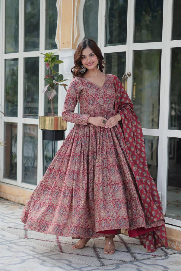 Nirali Designer Pure Cotton Anarkali Suit
