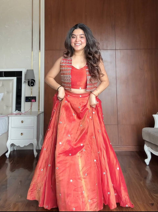 Tara Rust Radiance Ethnic Lehenga Ensemble