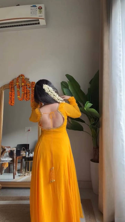 Heer Saffron Charm Anarkali Set
